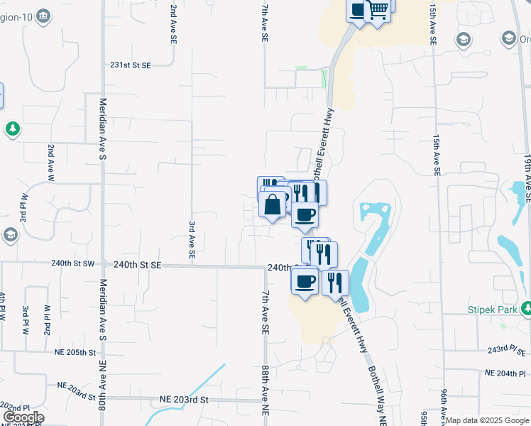 map of restaurants, bars, coffee shops, grocery stores, and more near 617 237th Place Southeast in Bothell
