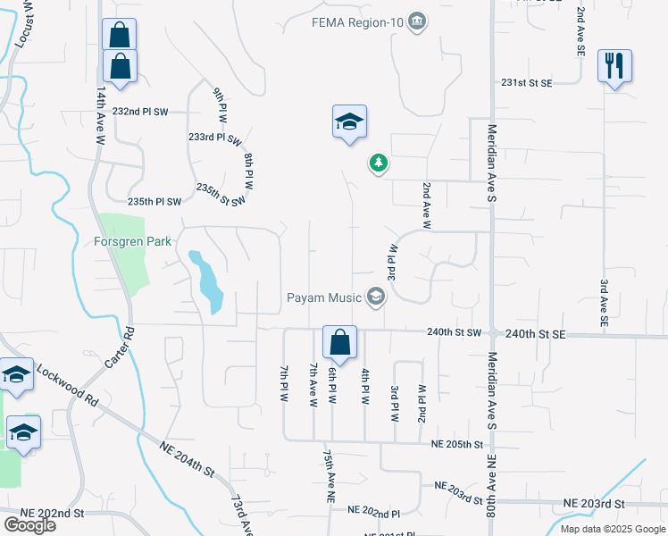 map of restaurants, bars, coffee shops, grocery stores, and more near 23726 5th Avenue West in Bothell