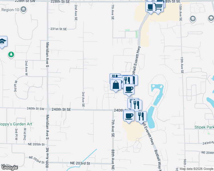 map of restaurants, bars, coffee shops, grocery stores, and more near 509 237th Place Southeast in Bothell