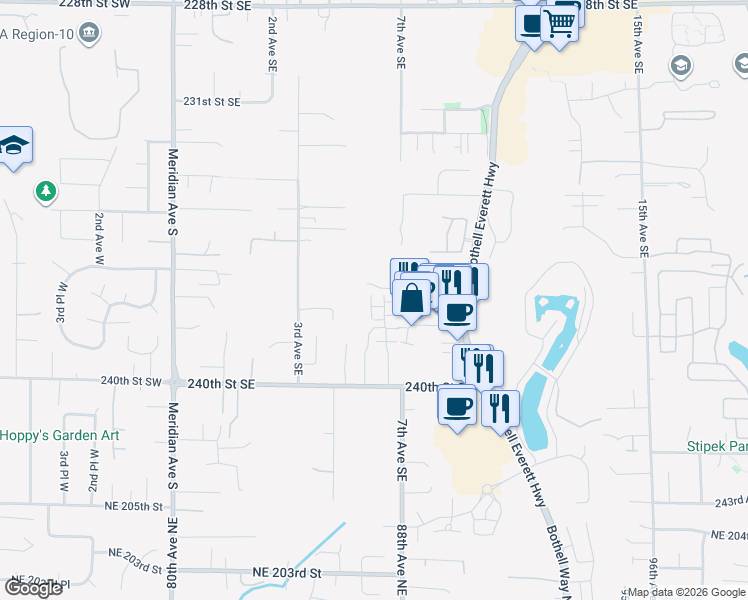 map of restaurants, bars, coffee shops, grocery stores, and more near 509 237th Place Southeast in Bothell