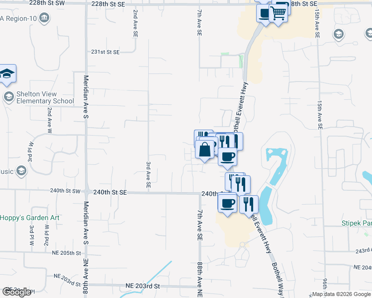 map of restaurants, bars, coffee shops, grocery stores, and more near 509 237th Place Southeast in Bothell