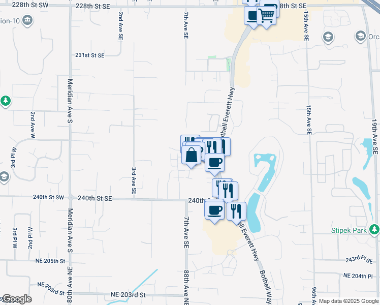 map of restaurants, bars, coffee shops, grocery stores, and more near 617 237th Place Southeast in Bothell
