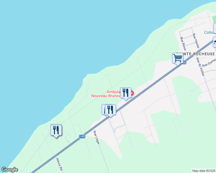 map of restaurants, bars, coffee shops, grocery stores, and more near 35 Route Chiasson in Caraquet