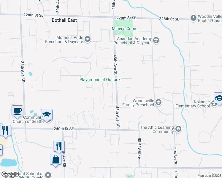 map of restaurants, bars, coffee shops, grocery stores, and more near 4414 235th Place Southeast in Bothell
