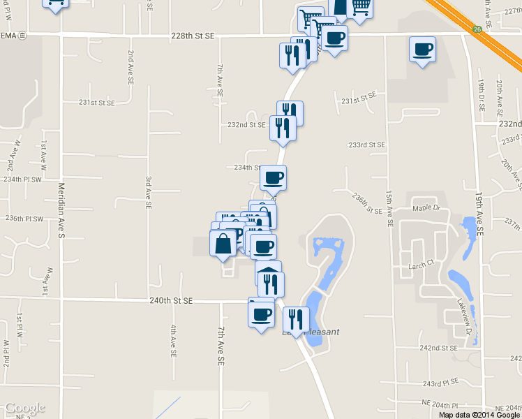 map of restaurants, bars, coffee shops, grocery stores, and more near 23583-23625 Bothell Everett Highway in Bothell
