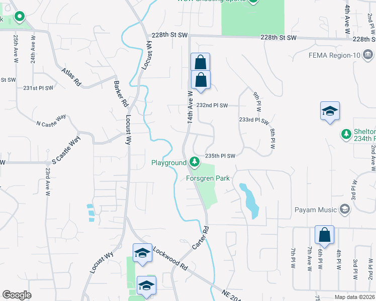 map of restaurants, bars, coffee shops, grocery stores, and more near 23510 13th Place West in Bothell