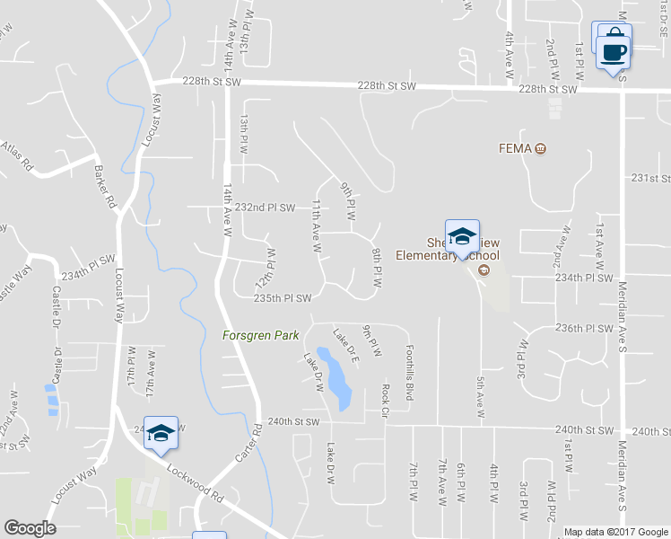 map of restaurants, bars, coffee shops, grocery stores, and more near 23431 11th Avenue West in Bothell
