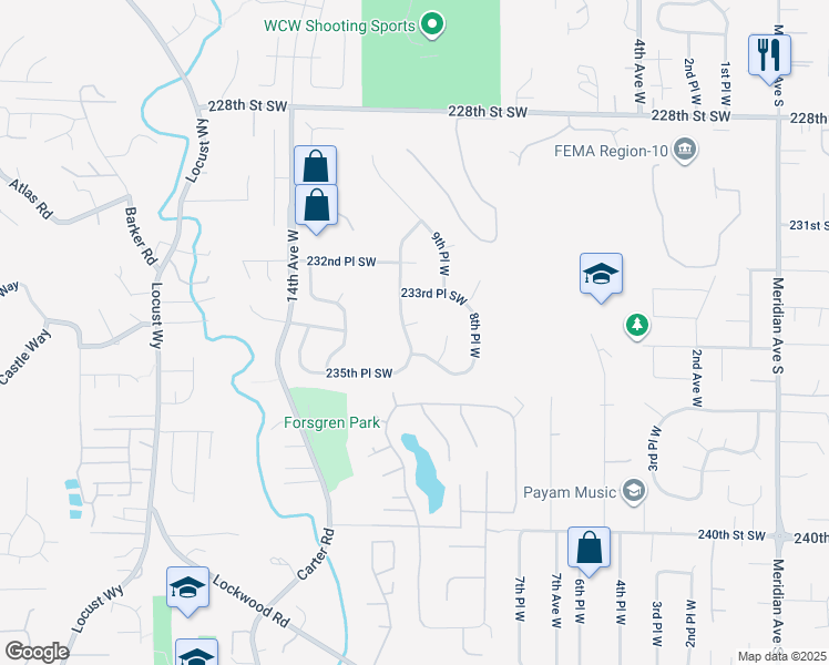 map of restaurants, bars, coffee shops, grocery stores, and more near 23431 11th Avenue West in Bothell