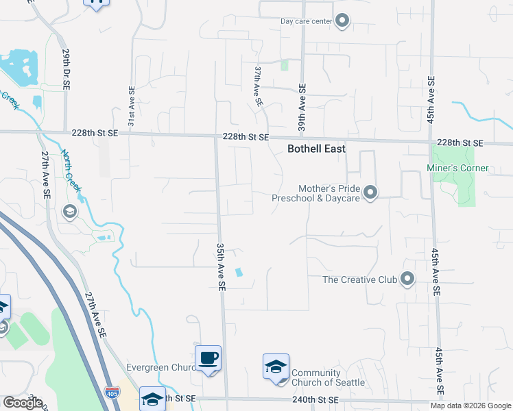 map of restaurants, bars, coffee shops, grocery stores, and more near 23107 36th Drive Southeast in Bothell