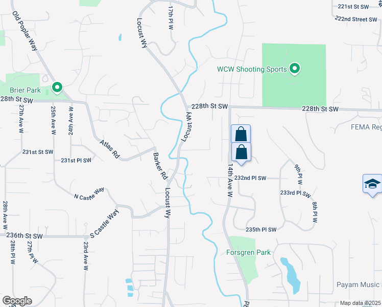 map of restaurants, bars, coffee shops, grocery stores, and more near 23109 Locust Way in Bothell
