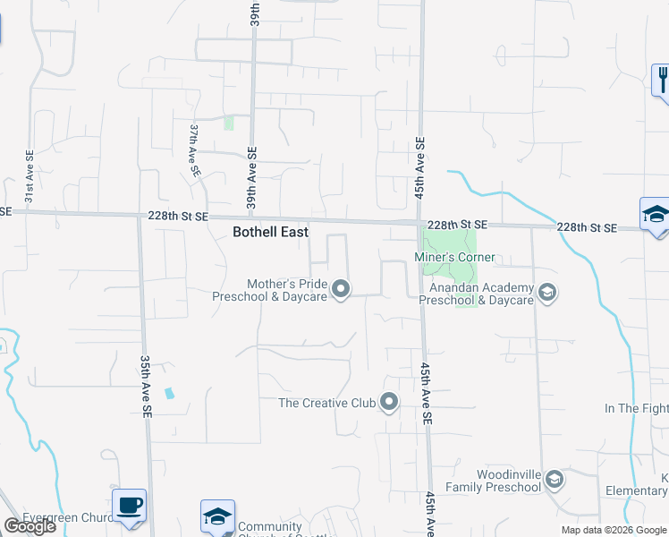 map of restaurants, bars, coffee shops, grocery stores, and more near 22829 42nd Drive Southeast in Bothell