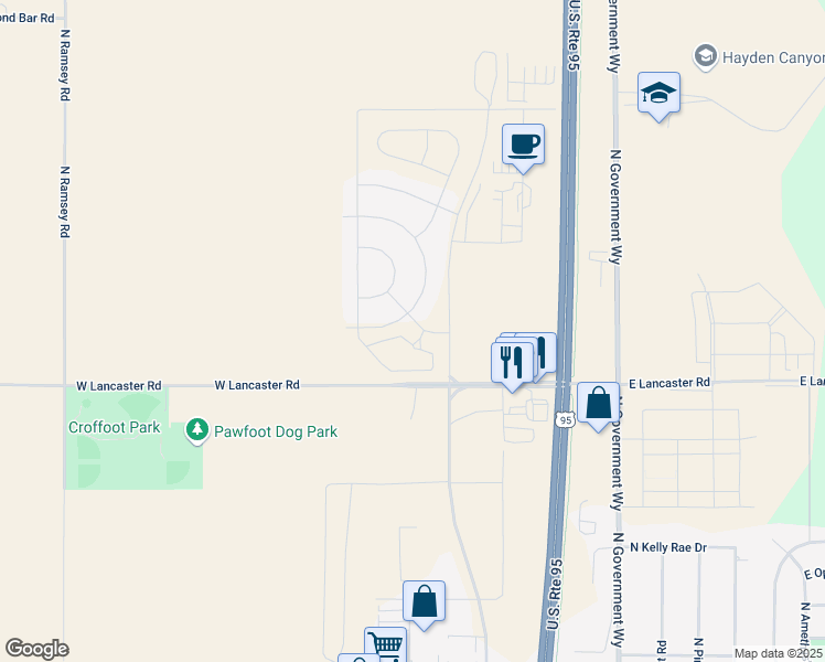 map of restaurants, bars, coffee shops, grocery stores, and more near 13181 North Telluride Loop in Hayden