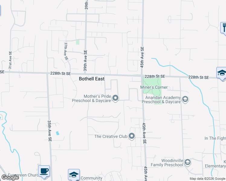 map of restaurants, bars, coffee shops, grocery stores, and more near 22829 42nd Drive Southeast in Bothell