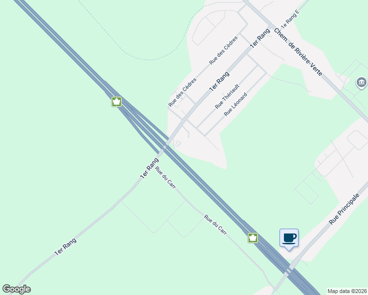 map of restaurants, bars, coffee shops, grocery stores, and more near 995 1er Rang in Saint-Antonin