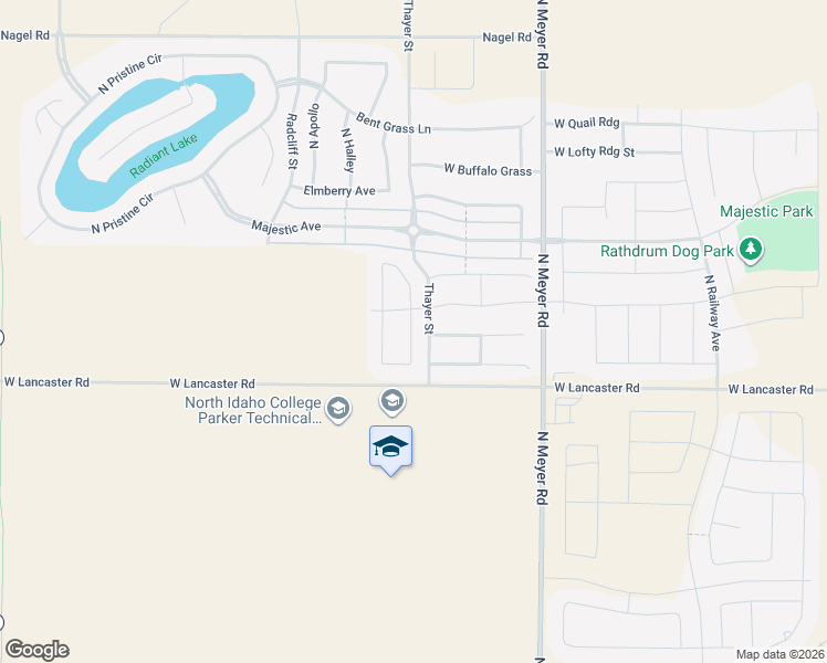 map of restaurants, bars, coffee shops, grocery stores, and more near 13043 North Zodiac Loop in Post Falls