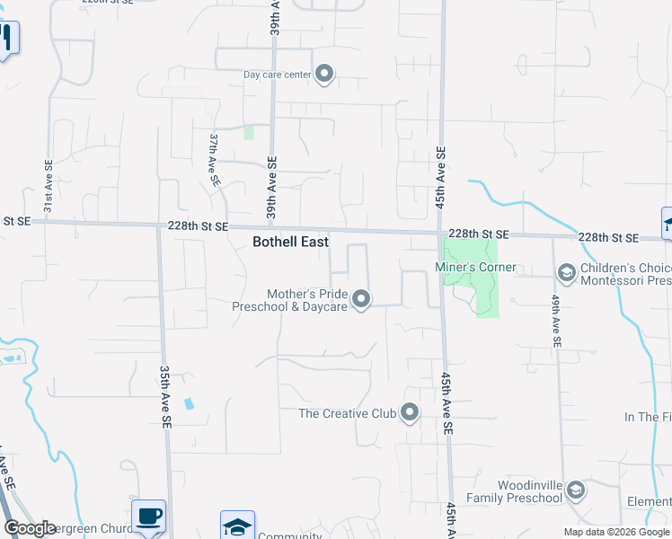 map of restaurants, bars, coffee shops, grocery stores, and more near 22901 41st Avenue Southeast in Bothell