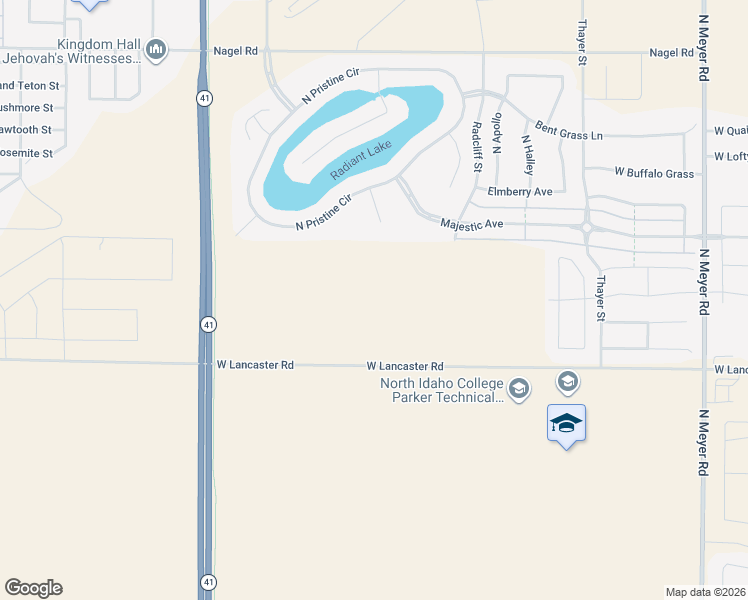 map of restaurants, bars, coffee shops, grocery stores, and more near 7463 West Lancaster Road in Rathdrum