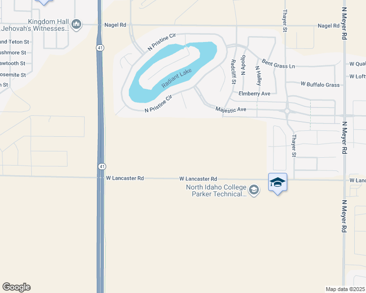 map of restaurants, bars, coffee shops, grocery stores, and more near 7463 West Lancaster Road in Rathdrum