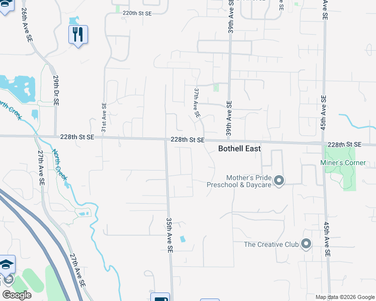 map of restaurants, bars, coffee shops, grocery stores, and more near 22816 36th Drive Southeast in Bothell