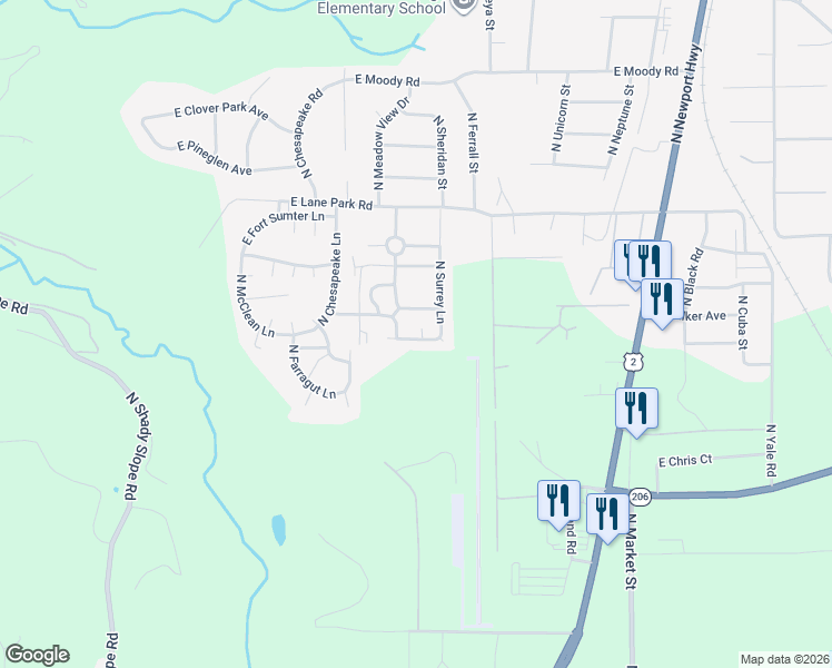 map of restaurants, bars, coffee shops, grocery stores, and more near 14719 North Surrey Lane in Mead