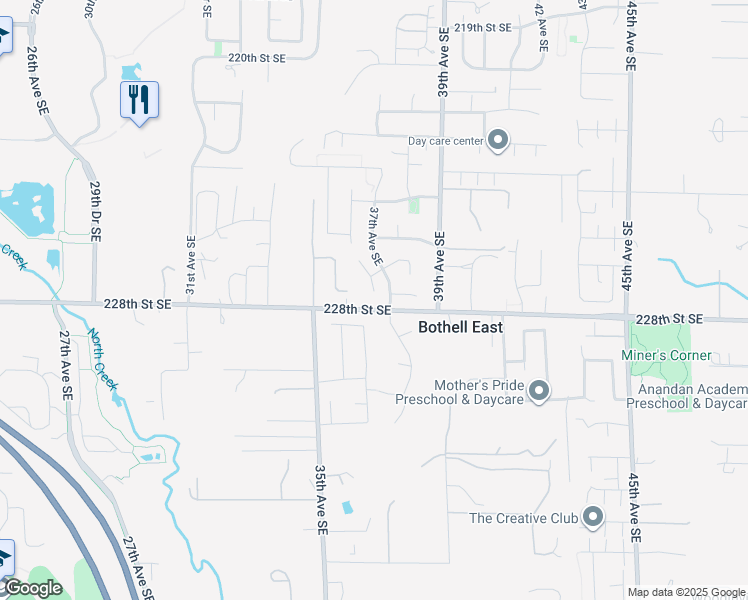 map of restaurants, bars, coffee shops, grocery stores, and more near 22730 36th Drive Southeast in Bothell