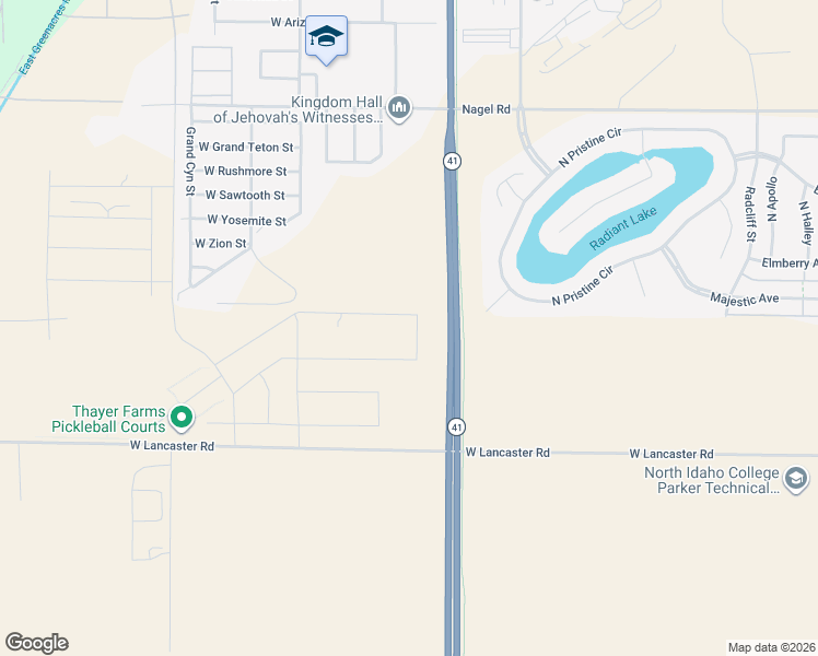 map of restaurants, bars, coffee shops, grocery stores, and more near 12901 State Highway 41 in Rathdrum