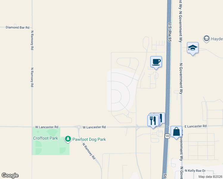 map of restaurants, bars, coffee shops, grocery stores, and more near North Leavenworth Loop in Kootenai County