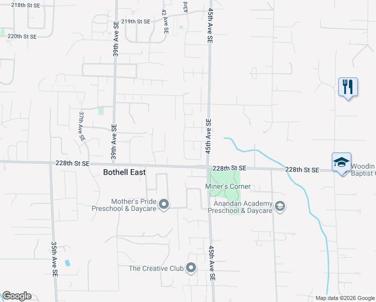 map of restaurants, bars, coffee shops, grocery stores, and more near 22703 43rd Drive Southeast in Bothell