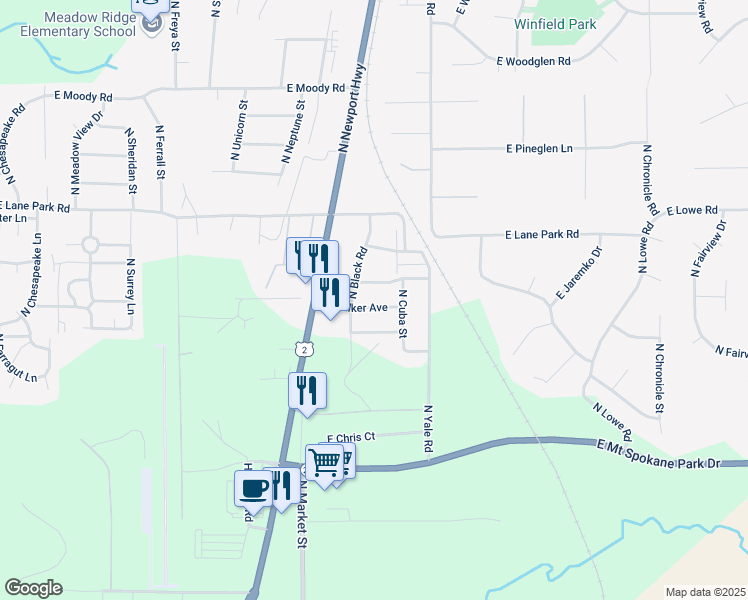 map of restaurants, bars, coffee shops, grocery stores, and more near 4110 East Walker Avenue in Mead