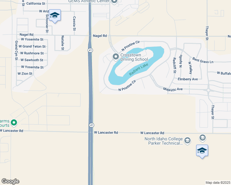map of restaurants, bars, coffee shops, grocery stores, and more near 14094 North Pristine Circle in Rathdrum