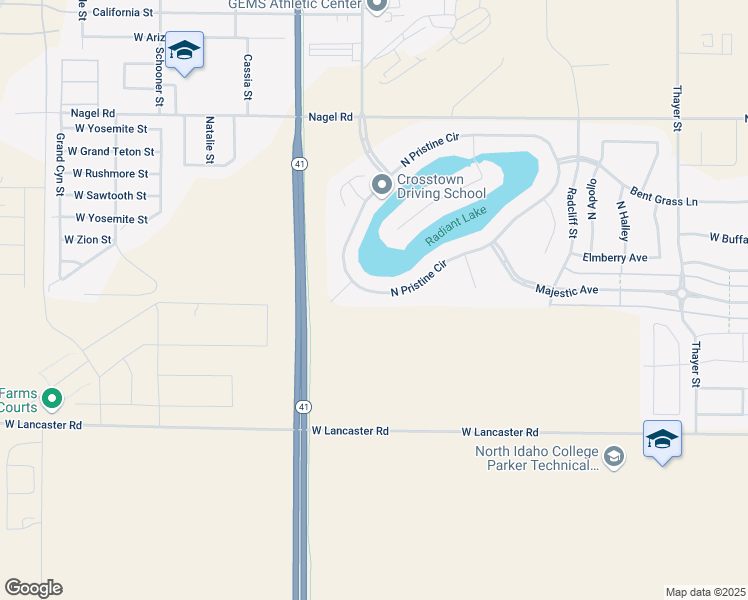 map of restaurants, bars, coffee shops, grocery stores, and more near 14094 North Pristine Circle in Rathdrum