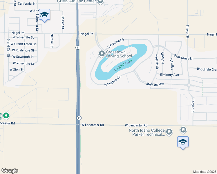 map of restaurants, bars, coffee shops, grocery stores, and more near 14186 North Pristine Circle in Rathdrum