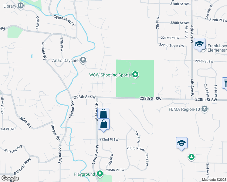 map of restaurants, bars, coffee shops, grocery stores, and more near 1213 228th Place Southwest in Bothell