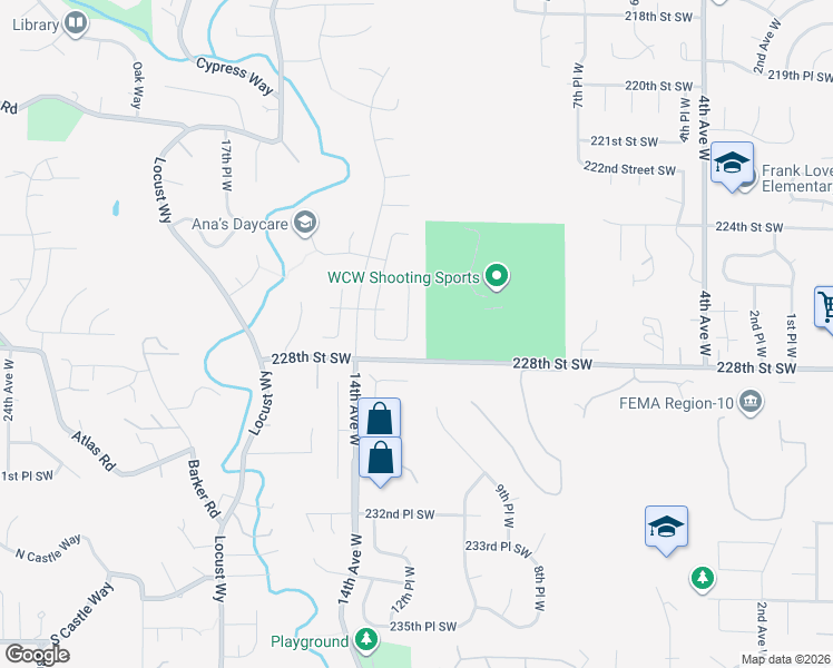 map of restaurants, bars, coffee shops, grocery stores, and more near 1213 228th Place Southwest in Bothell