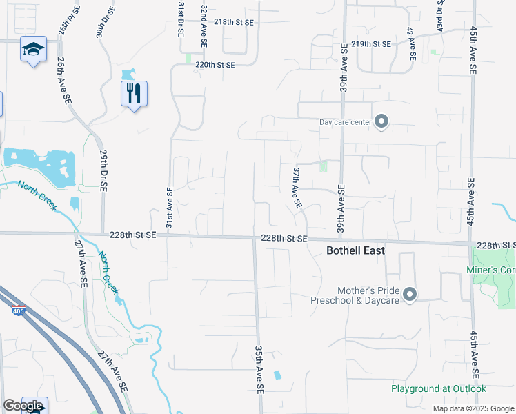 map of restaurants, bars, coffee shops, grocery stores, and more near 22526 35th Avenue Southeast in Bothell