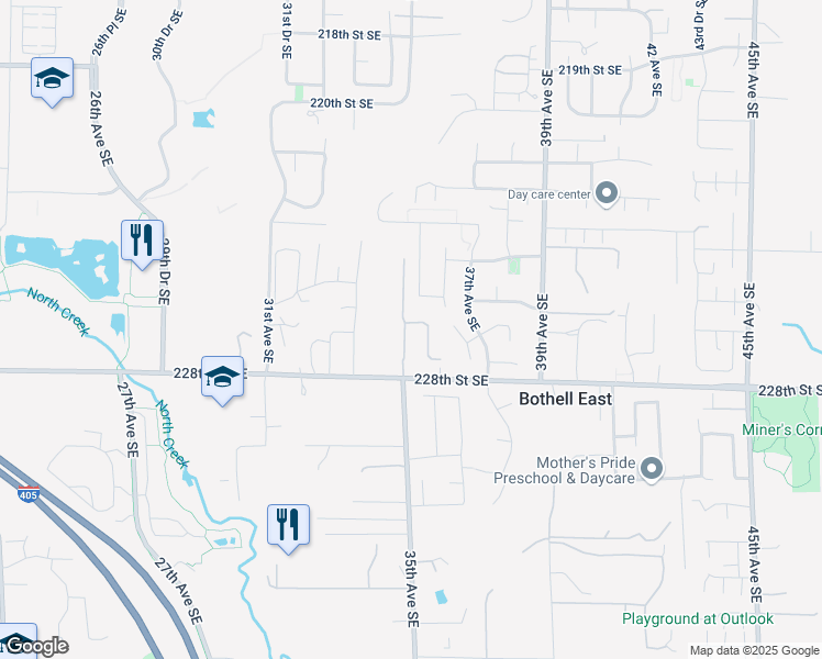 map of restaurants, bars, coffee shops, grocery stores, and more near 22526 35th Avenue Southeast in Bothell