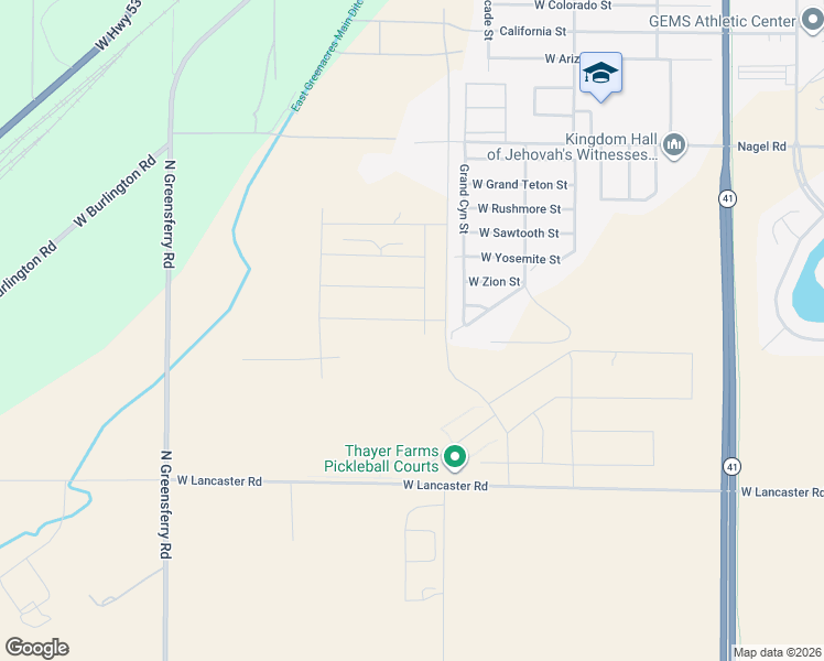 map of restaurants, bars, coffee shops, grocery stores, and more near 13445 North Grand Canyon Street in Rathdrum