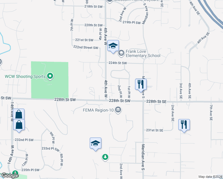 map of restaurants, bars, coffee shops, grocery stores, and more near 22619 4th Avenue West in Bothell