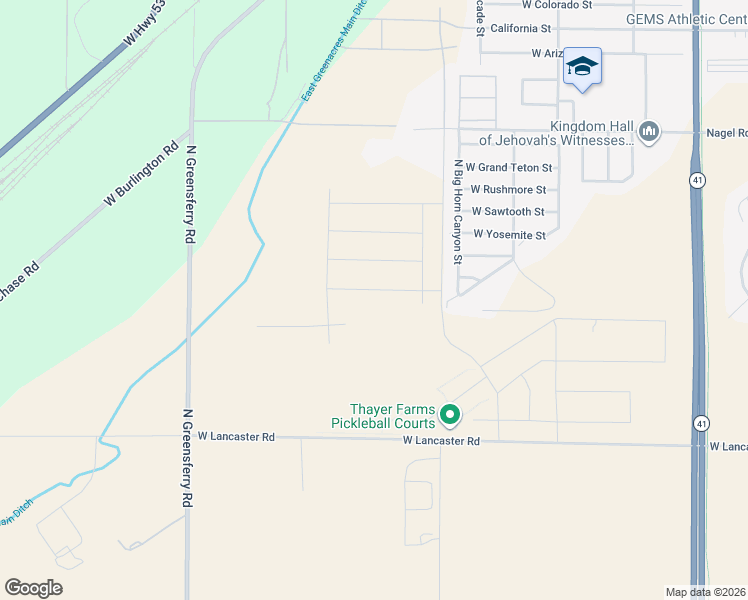 map of restaurants, bars, coffee shops, grocery stores, and more near 8820 West Yosemite Street in Rathdrum
