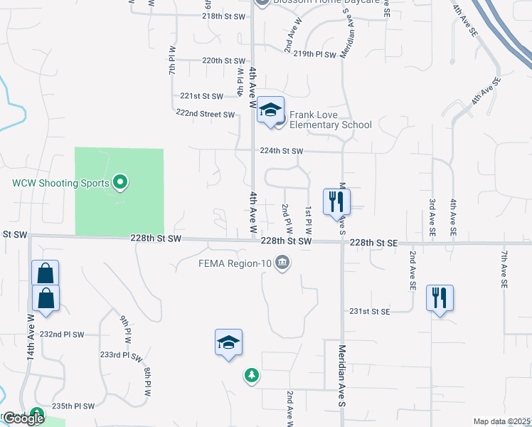 map of restaurants, bars, coffee shops, grocery stores, and more near 22605 4th Avenue West in Bothell