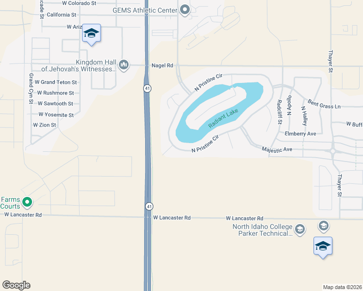 map of restaurants, bars, coffee shops, grocery stores, and more near 14097 North Pristine Circle in Rathdrum
