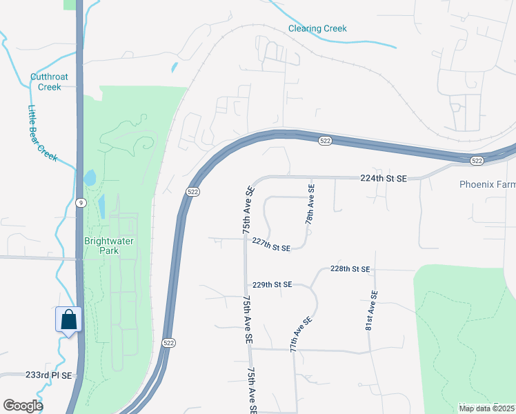 map of restaurants, bars, coffee shops, grocery stores, and more near 22512 76th Avenue Southeast in Woodinville