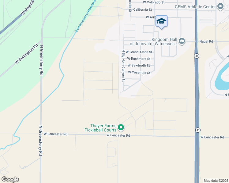map of restaurants, bars, coffee shops, grocery stores, and more near 13445 North Grand Canyon Street in Rathdrum