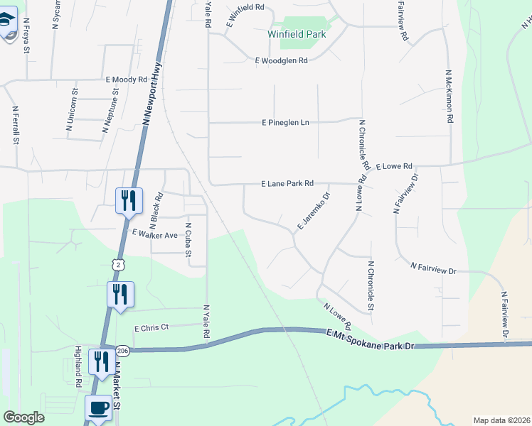 map of restaurants, bars, coffee shops, grocery stores, and more near 14814 North Peone Pines Drive in Mead