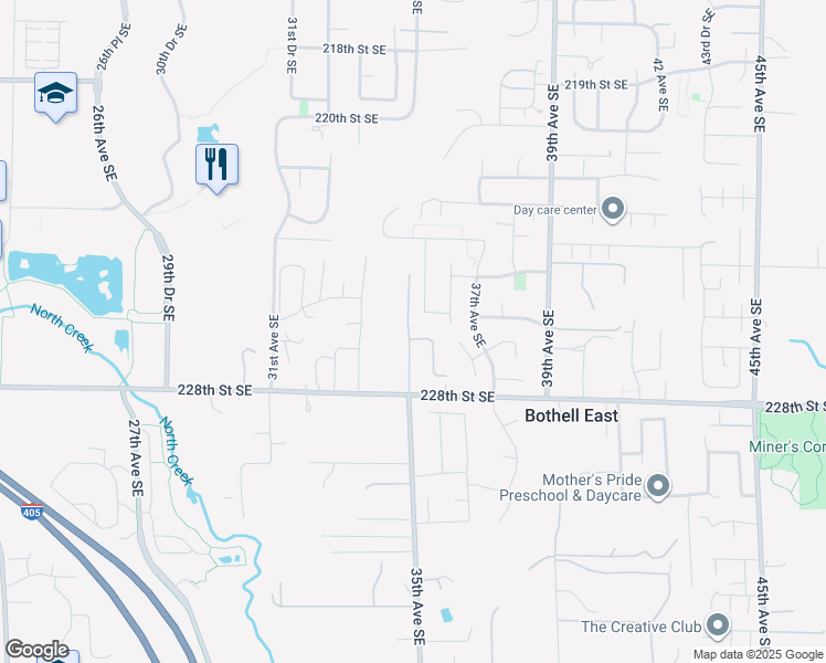 map of restaurants, bars, coffee shops, grocery stores, and more near 22526 35th Avenue Southeast in Bothell