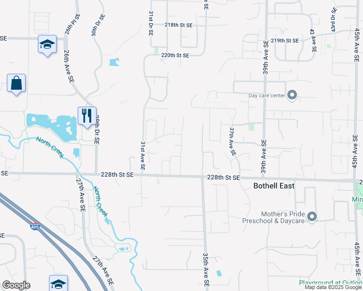 map of restaurants, bars, coffee shops, grocery stores, and more near Canyon Park Mobile Estate Rd in Bothell