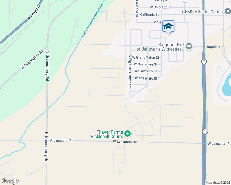 map of restaurants, bars, coffee shops, grocery stores, and more near 13445 North Grand Canyon Street in Rathdrum