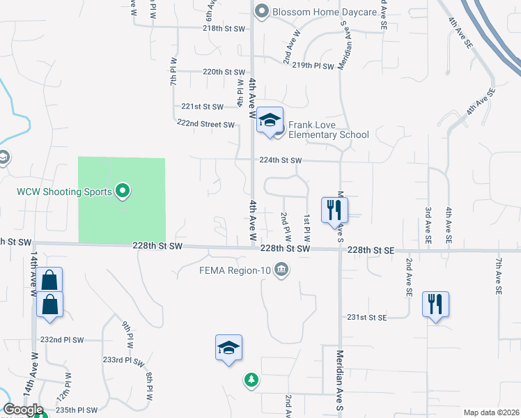 map of restaurants, bars, coffee shops, grocery stores, and more near 22605 4th Avenue West in Bothell
