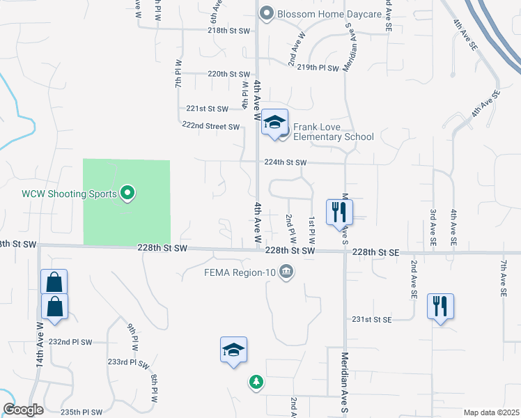 map of restaurants, bars, coffee shops, grocery stores, and more near 22605 4th Avenue West in Bothell