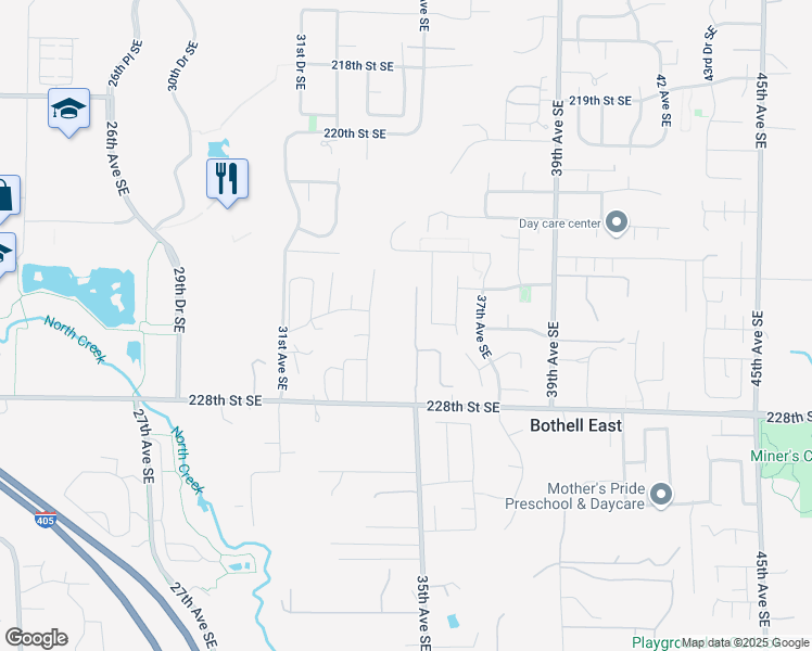 map of restaurants, bars, coffee shops, grocery stores, and more near 22526 35th Avenue Southeast in Bothell